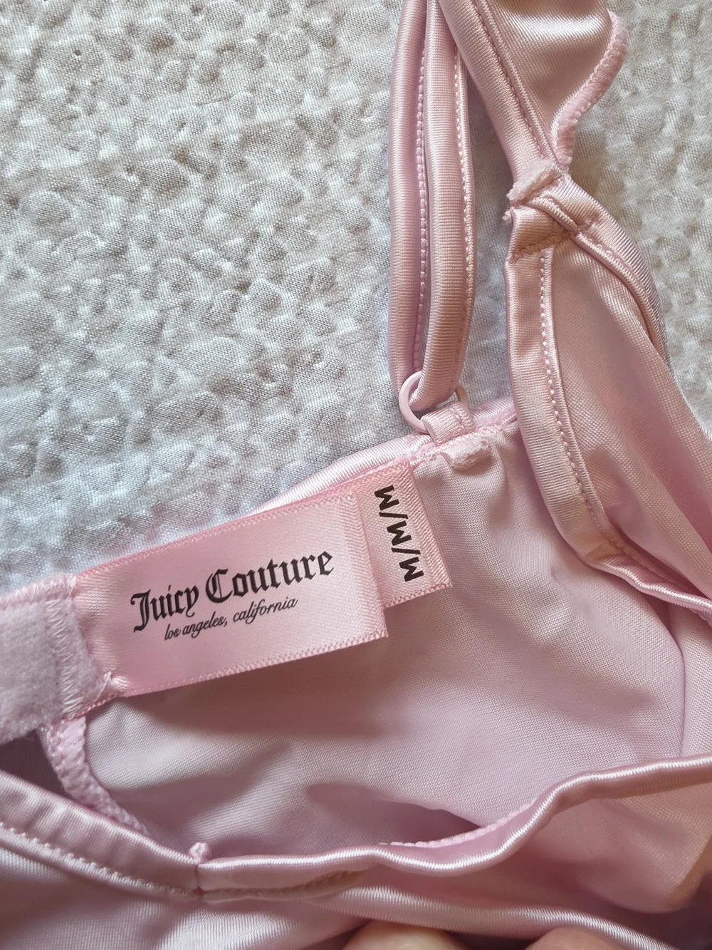 Juicy Couture Light Pink Satin Sleep Bralette with Rhinestone Logo M